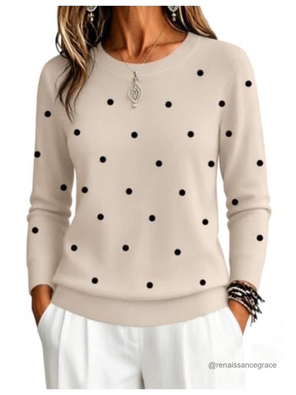 Womens Crewneck Sweater 100% Viscose Long Sleeve Ribbed Knit Pullover